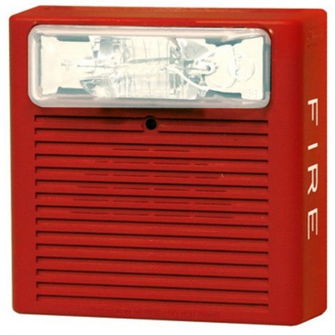 The COOPER-WHEELOCK ASWP-2475W-FR is a red weatherproof wall mounted audible strobe